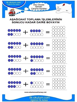 Çocuklar İçin toplam işlemi yaprak testleri 